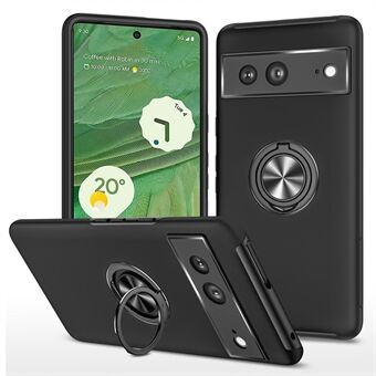 För Google Pixel 7 5G Ring Kickstand Armor Telefonfodral Hårt PC Mjukt TPU-stötfångare Stötsäker Skyddsomslag.