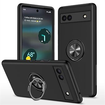 För Google Pixel 6a rotationsring kickstand telefonfodral hård PC mjuk TPU dubbellagers stötdämpande skyddande skal