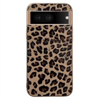 Leopardmönstrat telefonfodral för Google Pixel 6a, stötsäkert och skydd mot fall, elektropläterad TPU+PU-läder telefonfodral.