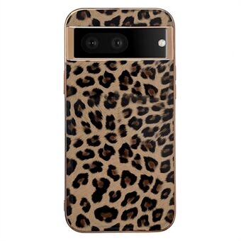 Elektroplätering Anti-Fall telefonfodral för Google Pixel 7 5G TPU+PU-läder Stötsäkert fodral Leopardmönstrad telefonfodral