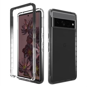 För Google Pixel 7 Pro 5G Stilren färgnyans Mjuk TPU + Hård PC-fodral genomskinligt kristallklart Stötskyddande telefonfodral