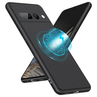 Flytande serie för Google Pixel 7 Pro 5G Slank mjuk TPU-magnetisk fodral skydd mot fall lins kamera skydd - Svart