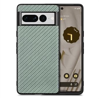 För Google Pixel 7 Pro 5G PU läderbelagd PC+TPU-kolfiberstruktur chockskyddande mobilfodral icke-halkande mobilskydd.