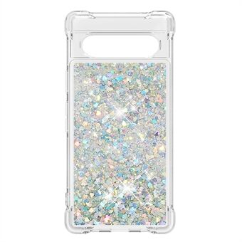 YB Quicksand-serien-1 för Google Pixel 7a Quicksand Flytande Glitter Mjukt TPU-skal Anti-Rep Mobilskydd