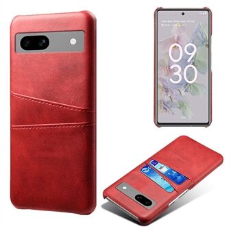 För Google Pixel 7a mobiltelefonfodral med kortfack i plast + PU-läder, anti-fall telefonfodral.