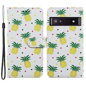 För Google Pixel 7a PU-lädermönsterutskrift Telefonfodral Plånbok Stöd Anti-Drop Skyddande Telefonfodral