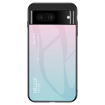 För Google Pixel 7a härdat glas+PC+TPU gradient telefonfodral anti-fallskydd