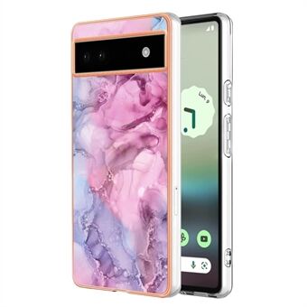 YB IMD-serien-16 Stil E för Google Pixel 6a IMD-marmor mönster telefonväska 2.0 mm tålig TPU-skydd