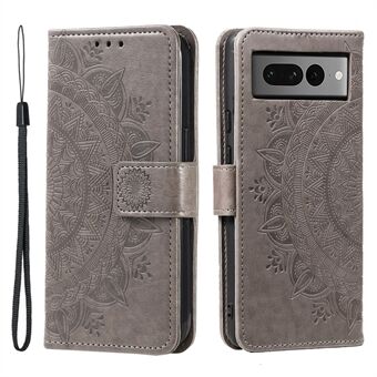 PU läder plånboksfodral till Google Pixel 8 Pro, Mandala blommönster ståfodral