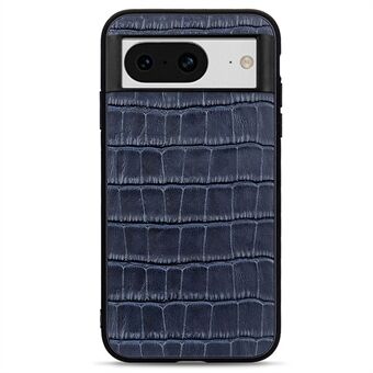 För Google Pixel 8 Drop Proof äkta ko-läder + TPU + PC-mobilfodral med krokodiltextur