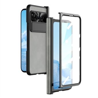 För Google Pixel Fold Stödstativ Telefonfodral i PU-läderbelagt PC, stötsäker fodral med härdat glasfilm.