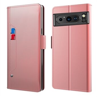 Korthållare Telefonfodral för Google Pixel 8, Spegeldesign av PU-läder, Ställbart Telefonfodral.