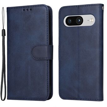 För Google Pixel 8 mobiltelefonfodral plånbok med stöd i kalvtexturerat PU-läder med rem.
