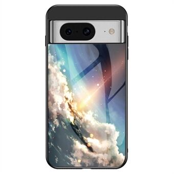 För Google Pixel 8 Stjärnhimmel Mönster Hölje av härdat glas+PC+TPU Anti-Rep Telefonfodral.