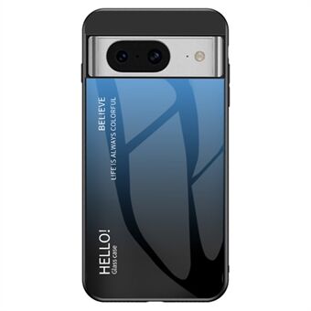 För Google Pixel 8 härdat glas fodral för mobiltelefon Gradient stötsäker PC+TPU skyddande skal