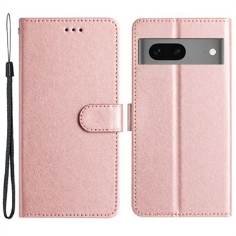 För Google Pixel 7 5G Silk Texture Wallet Case PU Läder Stötskyddande Telefonfodral med Rem.