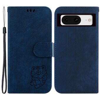 Flip Stand Case för Google Pixel 8 Plånbok Tiger Mönster Präglat PU Läder Mobilfodral