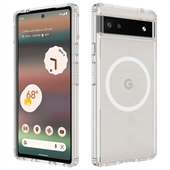 För Google Pixel 6a-skal Genomskinligt magnetiskt telefonfodral Kompatibelt med MagSafe