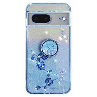 KADEM För Google Pixel 8-skal med ringställ och glittrande rhinestones i TPU