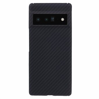 För Google Pixel 6 Pro 5G Slim-Fit Case Black 1500D grov textur aramidfiber mobiltelefonfodral med stor linsutskärning.