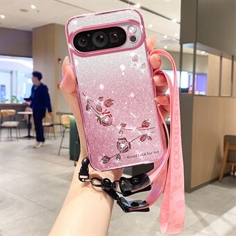 KADEM För Google Pixel 9 Pro XL Gradient Glitter fodral Mjuk TPU telefonfodral med snodd