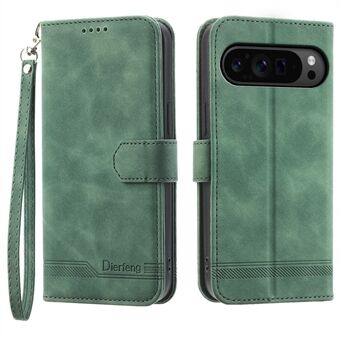 DIERFENG DF-03 Flip Wallet-fodral för Google Pixel 9 Pro XL-fodral med intryckt ställ, mobil skinnskal.