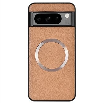 För Google Pixel 8 Pro Magnetiskt Telefonfodral med Litchi Textur, PU-läderbelagd TPU-skydd