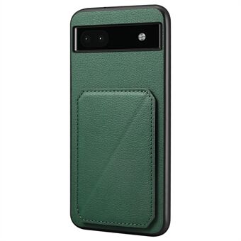 För Google Pixel 6a-fodral Kickstand Läder+PC+TPU Mobiltelefonfodral med Korthållare