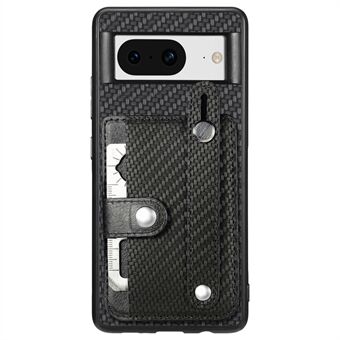 C1-01 För Google Pixel 8 Fall PC+TPU+Läderkortplatser Telefonfodral med handledsremsedesign.