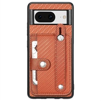 C1-01 För Google Pixel 8-fodral PC + TPU + Läder Korthållarfickor Mobilskal med handledsbanddesign.