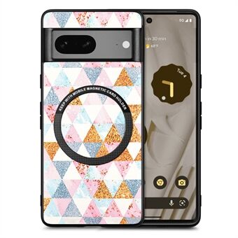 P1 för Google Pixel 7a Magnetiskt fodral Mönstrad PU-läderbelagd PC+TPU-telefonfodral