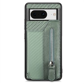 C1-04 För Google Pixel 8-fodral med dragkedja, kortfack och läderbelagd PC+TPU-telefonhölje.