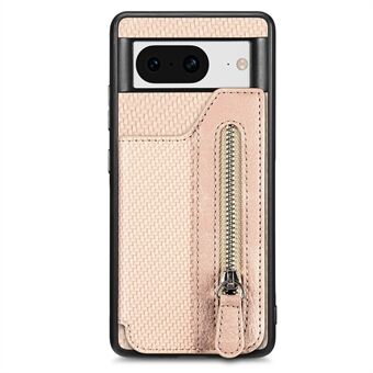 C1-04 För Google Pixel 8 - Fodral med dragkedja, kortfack och läderbeläggning av PC+TPU