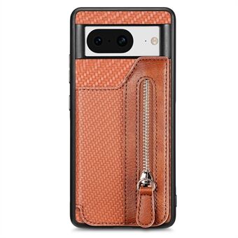 C1-04 För Google Pixel 8-fodral med dragkedja och kortshållare i läderbelagt PC+TPU-telefonfodral.