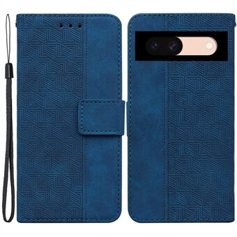 För Google Pixel 8a Wallet-telefonfodral med geometriskt tryckt läderfodral.