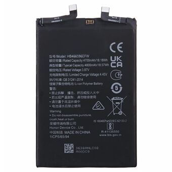 För Honor X40 GT 5G / Magic4 Lite 5G 3.87V 4700mAh Li-Polymer batteriförsamlingsdel (utan logotyp) (Koda: HB466596EFW)