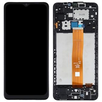 Grade C LCD-skärm och digitaliseringsenhet + rambyte (utan logotyp) för Samsung Galaxy A12 A125