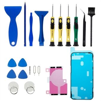 JF-8182 21-i-1 mobiltelefon reparationsverktygssats för iPhone 12 Pro Max  reservdelar Batteri tejpklistermärke + mittenplatta Ram Vattentät självhäftande klistermärke, portabel Precision Öppningsverktyg