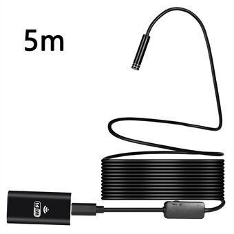 YPC100 5m Flexibel Tråd WiFi Borescope 8mm Kameralins Mobiltelefon Inspektionsendoskop