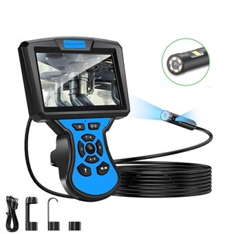 M50 2 m hård tråd 1080P industriell endoskopkamera 5 tum IPS-skärm 5 mm Borescope med dubbla linser med 7-LED