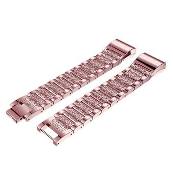 Zinc Alloy Strap Replacement Rhinestone Decor Watch för Fitbit Charge3 / 4