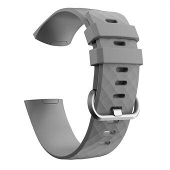 Diamond Grain Silicone Smart Watch Band Ersättning [Stor storlek] för Fitbit Charge3 / Charge4