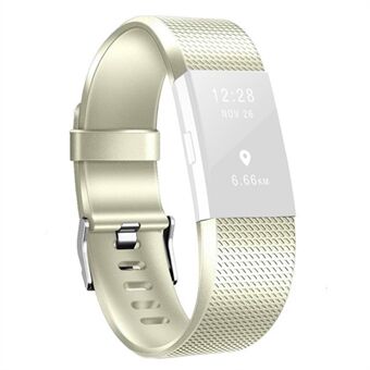 Metalliknande färgwaffelstruktur Silikonklockarmband, storlek L för Fitbit Charge 2