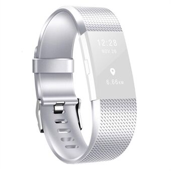 Metalliknande färgwaffelstruktur Silikonklockbyteband, storlek S för Fitbit Charge 2