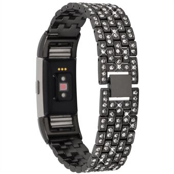 Metal Rhinestone Decor Watch Band för Fitbit Charge 2