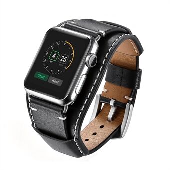 Crazy Horse äkta läderklockarmband för Apple Watch Series 6 / SE / 5/4 44mm / Series 3 2 1 Watch 42mm