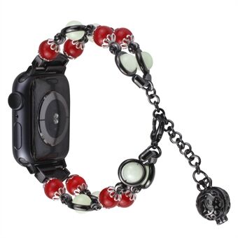 Agate Luminous Bead rostfritt Steel Smart Watch Rem för Apple Watch SE / Series 6/5/4 44MM / Series 3/2/1 42mm