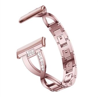 VERSA 3 X Shape Rhinestone Decor Watchband för Fitbit Versa 3 / Sense