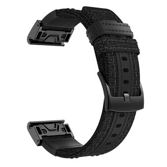 Canvas + äkta läderklockarmband Nylon klockarmband för Garmin Fenix 5 Plus / Fenix 3