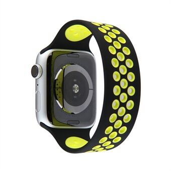 Dual Color Round Holes Silikon Smart Watch Rem Ersättningsurband [Storlek: S] för Apple Watch Series 4/5/6 / SE 44mm / Apple Watch Series 1/2/3 42mm